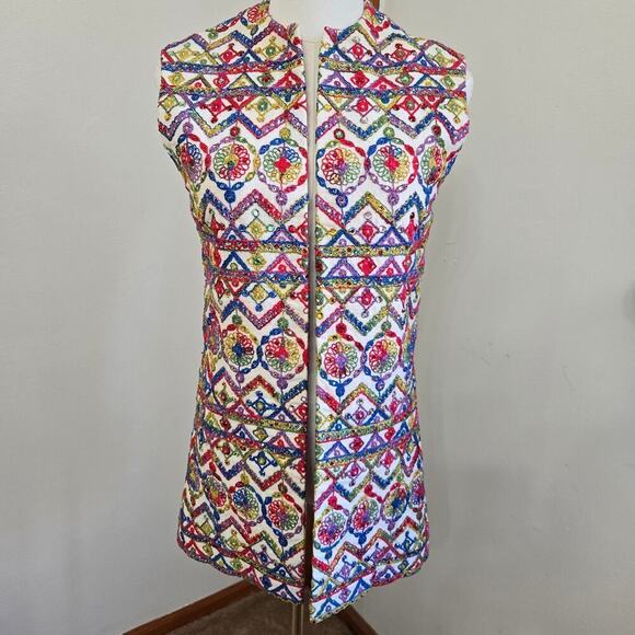 Shannon Rodgers Vintage 70s Embellished Embroidered Long Vest Size S Artsy Boho - Picture 1 of 11